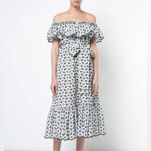 Lisa Marie Fernandez Mira off-the-shoulder broderie anglaise cotton midi dress
